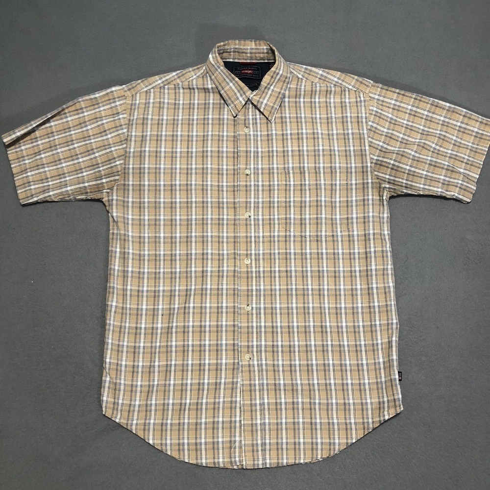 Wrangler Cool River‎ Cotton Button Up Western Shirt Men's Small Plaid Short